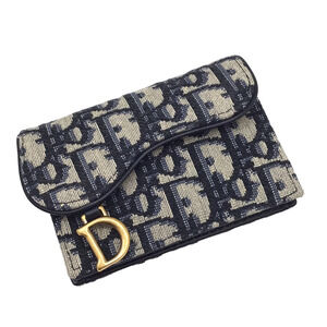 DIOR Oblique Jacquard Trotter Saddle Wallet Flap Holder Business